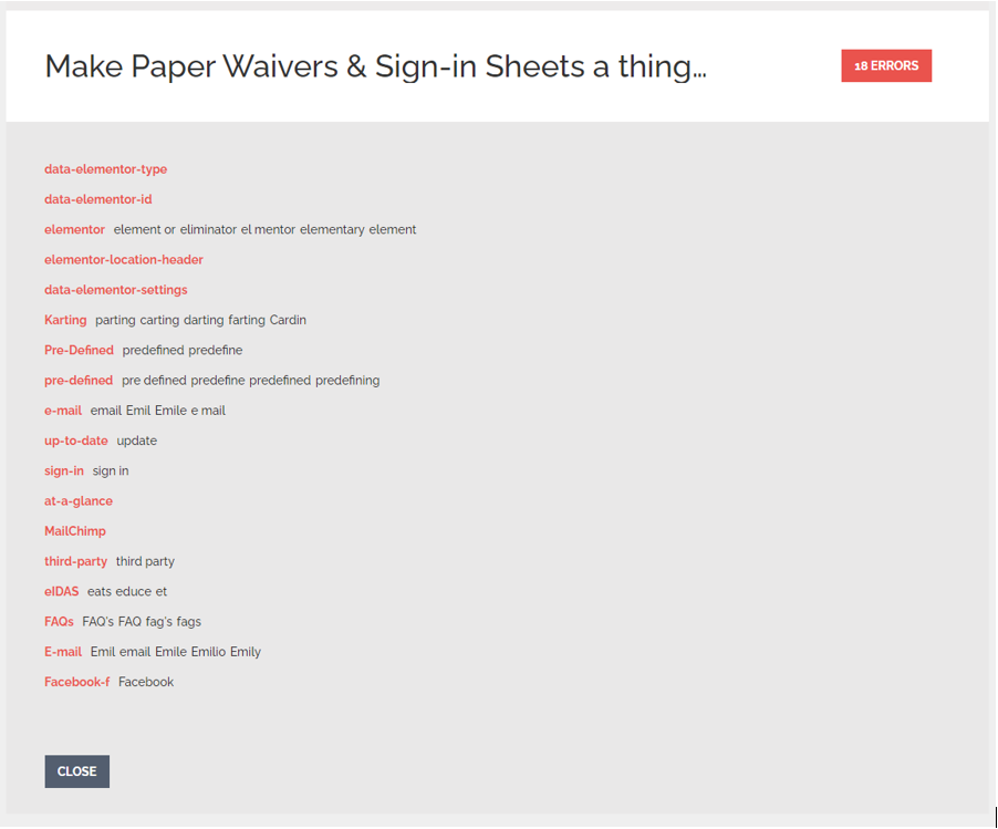 Typosaurus results screen